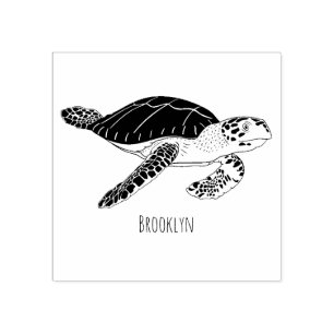 Sello De Caucho Ilustracion personalizado de tortugas marinas