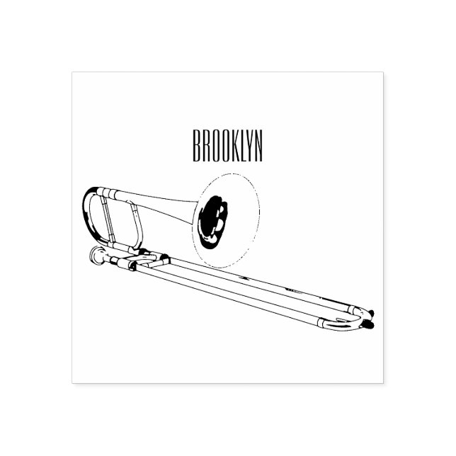 Sello De Caucho Ilustracion personalizado de Trombone (Impresión)