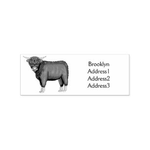 Sello De Caucho Ilustracion personalizado de vaca de Highland