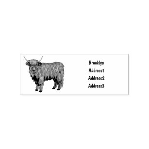 Sello De Caucho Ilustracion personalizado de vaca de Highland
