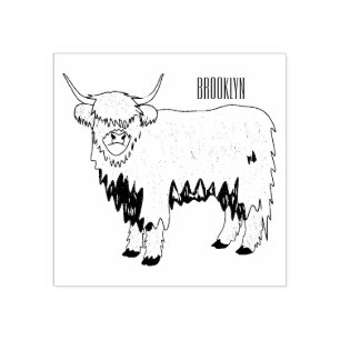 Sello De Caucho Ilustracion personalizado de vaca de Highland