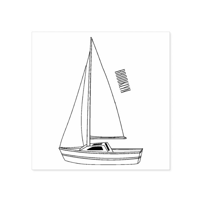 Sello De Caucho Ilustracion personalizado de velero (Impresión)