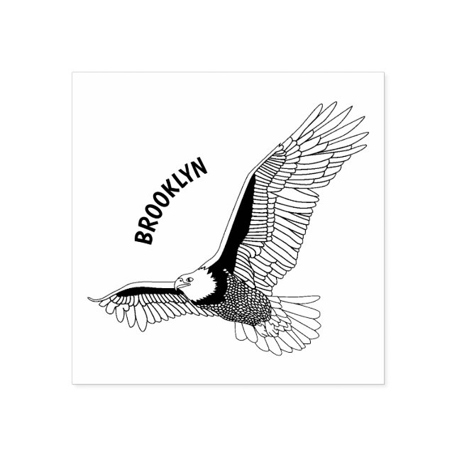 Sello De Caucho Ilustracion personalizado del águila calva (Impresión)