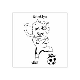 Sello De Caucho Ilustracion personalizado futbolista elefante