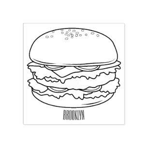 Sello De Caucho Ilustracion personalizado Hamburger