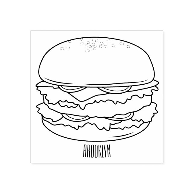 Sello De Caucho Ilustracion personalizado Hamburger (Impresión)