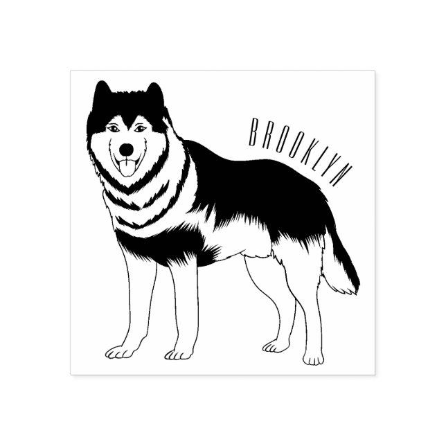 Sello De Caucho Ilustracion personalizado husky siberiano (Impresión)