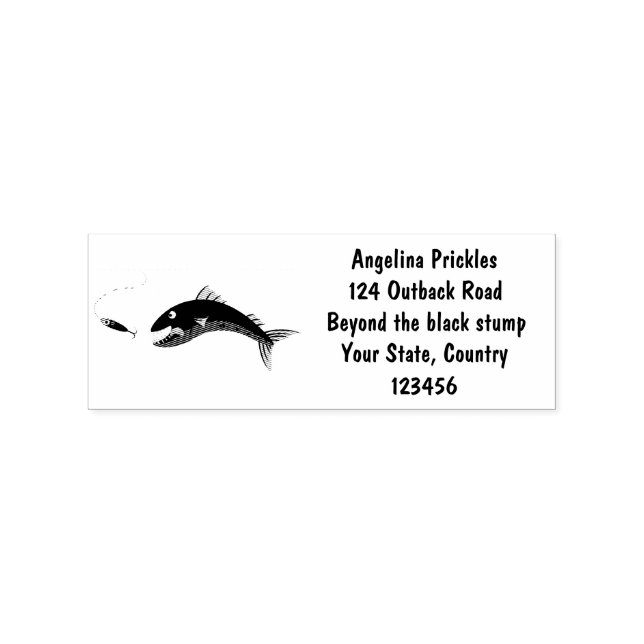 Sello De Caucho Ilustracion personalizado pescador hambriento de b (Impresión)