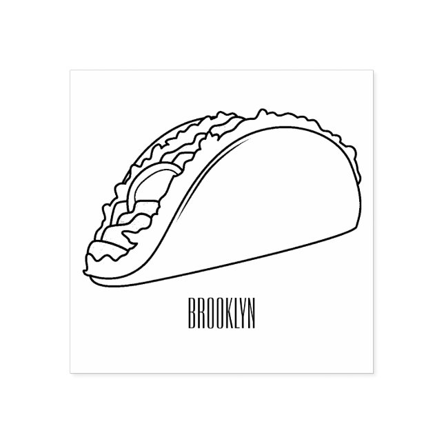 Sello De Caucho Ilustracion personalizado Taco (Impresión)