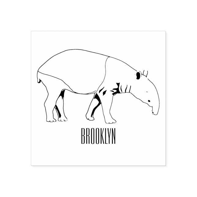 Sello De Caucho Ilustracion personalizado Tapir (Impresión)
