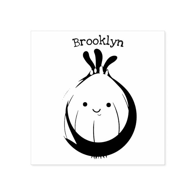 Sello De Caucho Ilustracion personalizado verde de cebolla marrón  (Impresión)