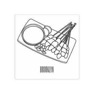 Sello De Caucho Ilustracion Satay personalizado