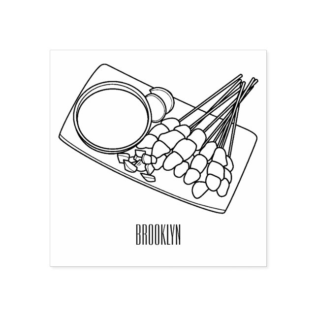 Sello De Caucho Ilustracion Satay personalizado (Impresión)