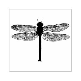 Sello De Caucho Ilustración Vintage de Libélula en Blanco y Negro