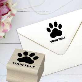 Sello De Caucho Imagen de Huella de Pata Personalizada y Texto