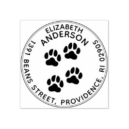 Sello De Caucho Impresiones de la pata de perro Redondo Dirección 