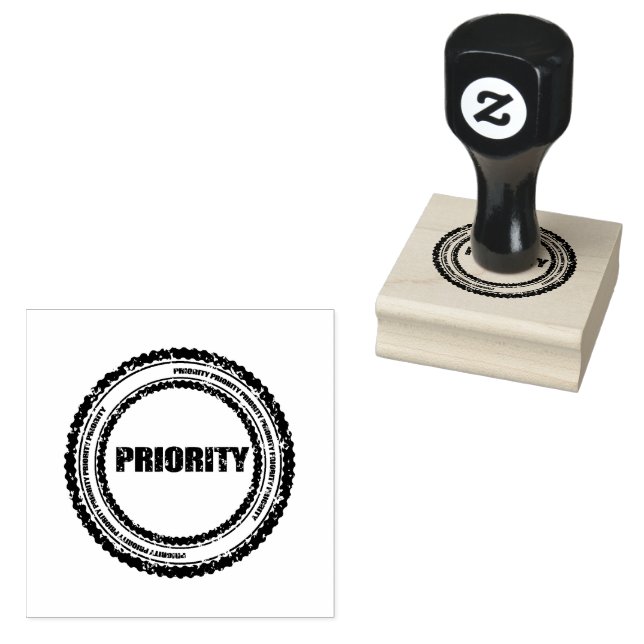 Sello De Caucho Impresiones de Logo de Círculo de Prioridad Madera (Sellado)