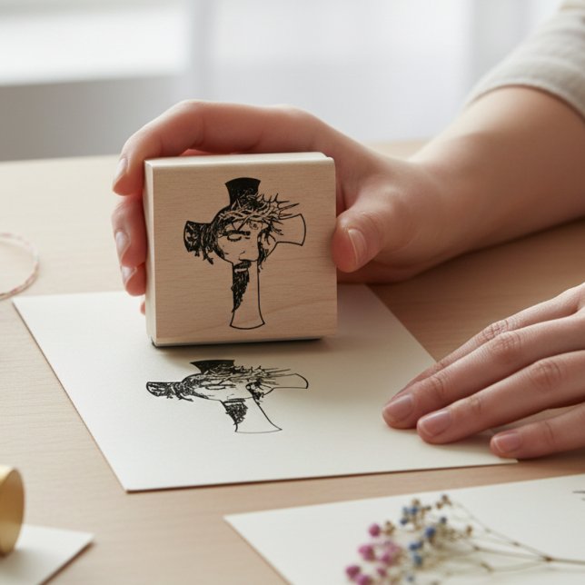 Sello De Caucho Impresiones Divinas - Jesús y la Cruz Arte en Made (Share your faith with every stamp.)