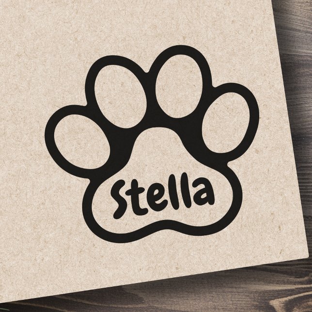 Sello De Caucho Imprimir la imagen con la firma de nombre personal (Paw print with personalized name signature rubber stamp)