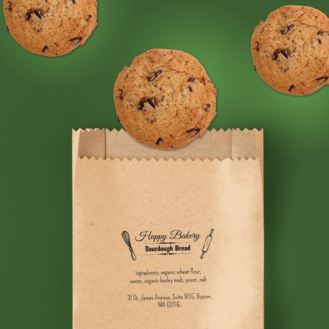 Sello De Caucho Ingredientes comerciales de panadería manuscritos  (Handwritten Bakery Business Ingredients Elegant Rubber Stamp)