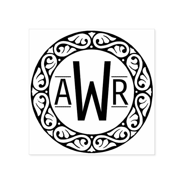 Sello De Caucho Iniciales de marco de desplazamiento circular ID43 (Impresión)