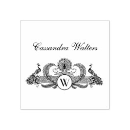 Sello De Caucho Iniciales de nombres de monograma de Peacocks vint