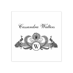 Sello De Caucho Iniciales de nombres de monograma de Peacocks vint