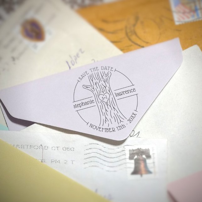 Sello De Caucho Iniciales De Parejas De Maletero De Árbol Guardan  (Subido por el creador)