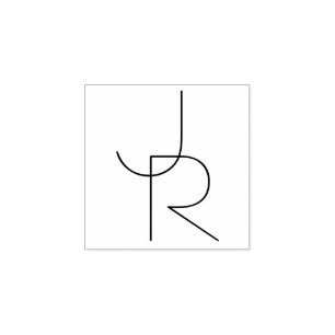 Sello De Caucho Iniciales de superposición de 2 modernas