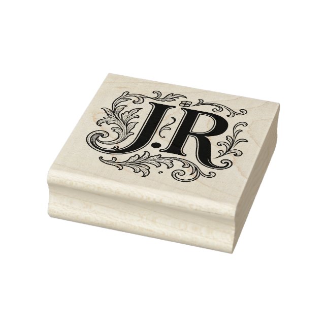 Sello De Caucho Iniciales J.R con decoración (Sello)