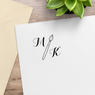 Sello De Caucho Iniciales monográficas de pincel simple 1x1