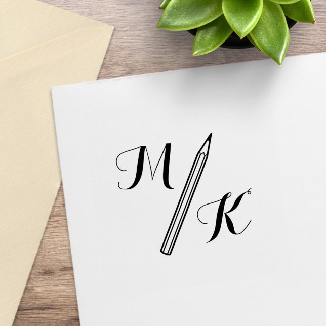 Sello De Caucho Iniciales simples de monograma de lápiz (Subido por el creador)