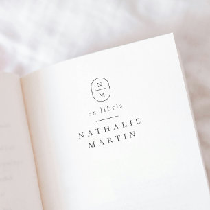 Sello De Caucho Iniciales simples y elegantes Ex Libris Monograma 