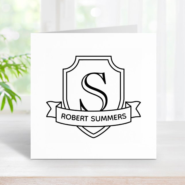 Sello De Caucho Inicio del monograma Escudo y cinta de opciones (Subido por el creador)