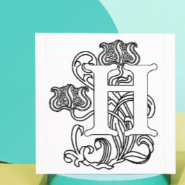 Sello De Caucho Inicio floral Art Nouveau H