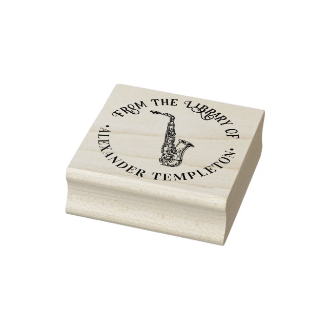 Sello De Caucho Instrumento Musical Saxofón Nombre del Libro Redon (Sello)