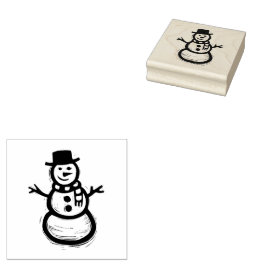 Sello De Caucho Invierno de los Navidades de Snowman, arte popular