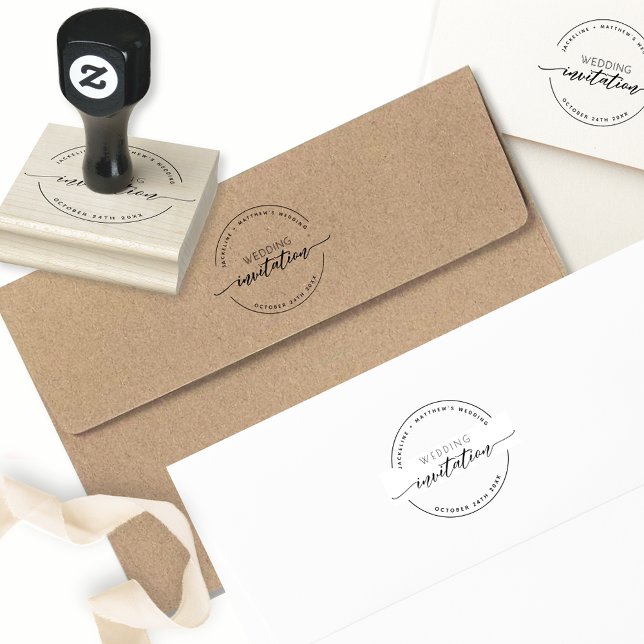 Sello De Caucho Invitación a la boda personalizada, guión moderno  (Subido por el creador)