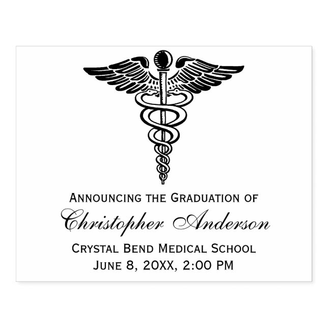 Sello De Caucho Invitación a un símbolo del Caduceo Médico Graduad (Impresión)