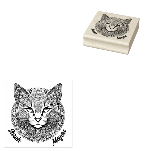 Sello De Caucho Katze Mandala (Sellado)