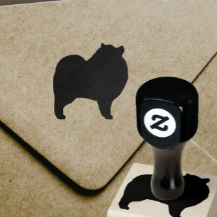 Sello De Caucho Keeshond Dog Rama Silhouette