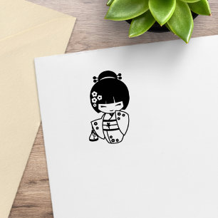 Sello De Caucho Kimono Geisha 2 japonés