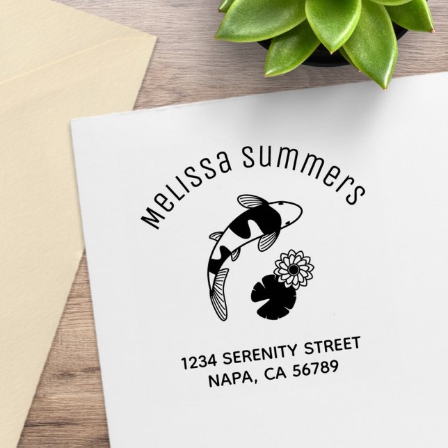 Sello De Caucho Koi Fish Lily Arch Address (Subido por el creador)