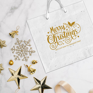 Sello De Caucho La caligrafía navideña Feliz decorada, grande