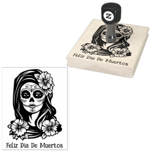 Sello De Caucho La Catrina con texto personalizado 💀 💀 Día de Mu