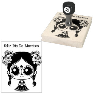 Sello De Caucho La Catrina con texto personalizado 💀 💀 Día de Mu