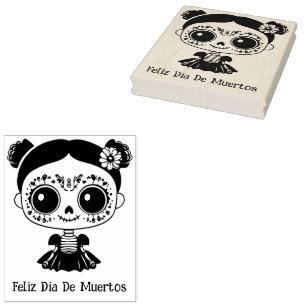 Sello De Caucho La Catrina con texto personalizado 💀 💀 Día de Mu