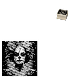 Sello De Caucho La Catrina Marigold Día de los Muertos Calavera de