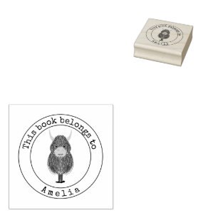 Sello De Caucho La vaca de Highland a la que pertenece este libro