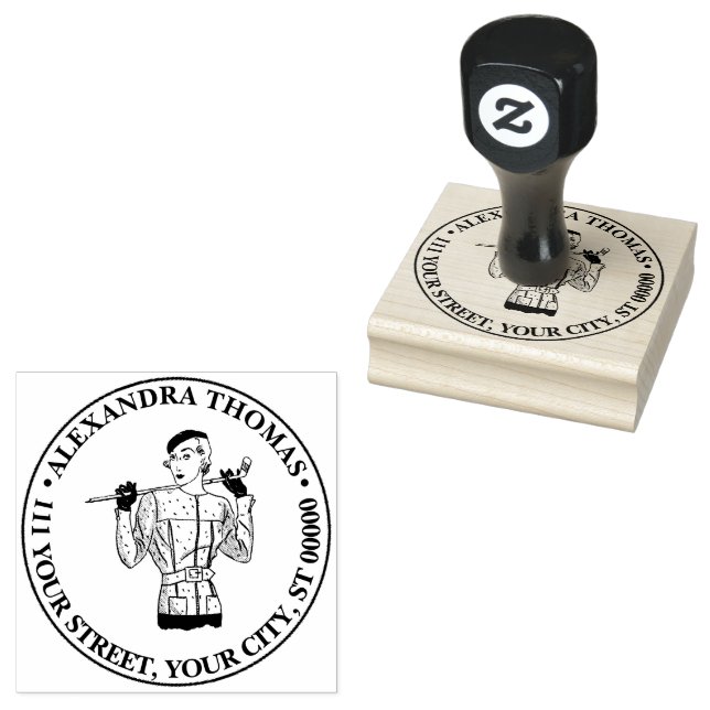 Sello De Caucho Lady Golfer de moda de los años 30 con club de gol (Sellado)